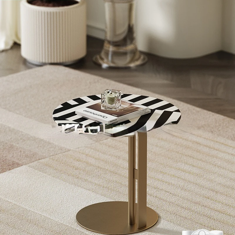 Light luxury side few stainless steel hand painted zebra pattern corner several living room sofa side table