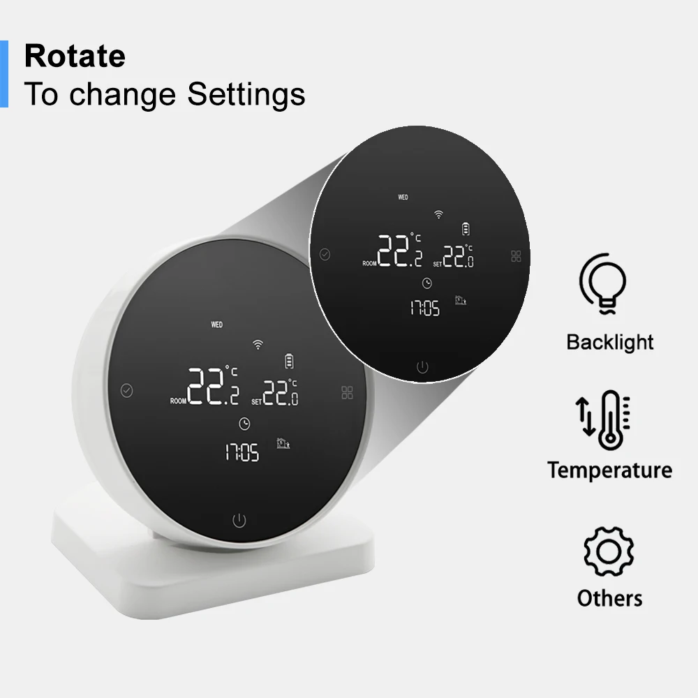 Termostato Wi-Fi sem fio para Aquecimento da Caldeira a Gás, Receptor RF, Controlador de Temperatura, Alice, Google Home, Bateria Tuya