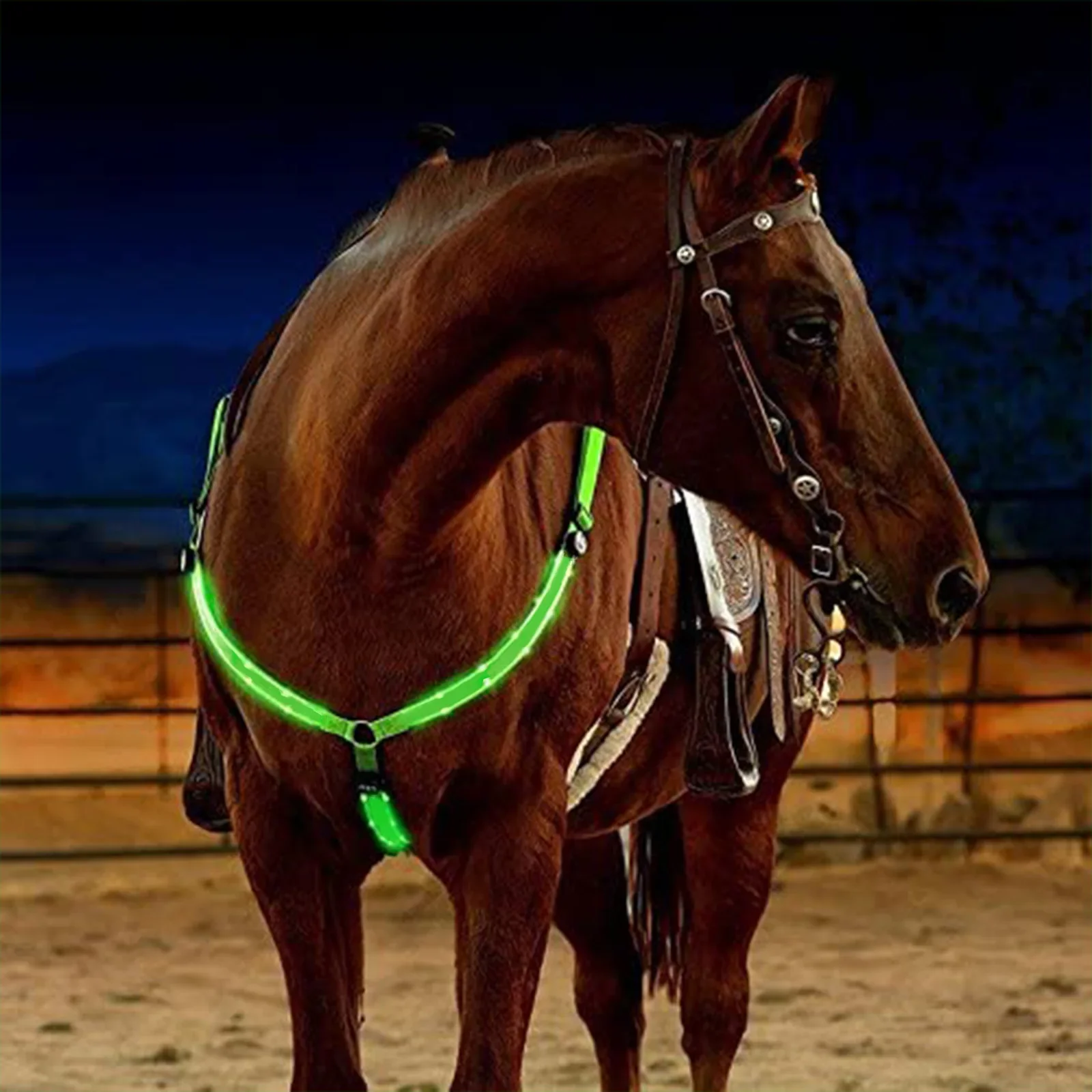 

Horseback LED nylon harness, equestrian equipment for night visibility, outdoor horse jacket, dual-purpose show jumping riding