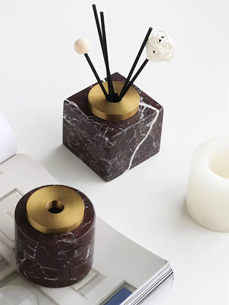 Natural Marble Diffuser Bottle European Ceramic Bathroom Diffuser Incense Burner Hotel Toilet Diffuser Bottle Bathroom Ornament