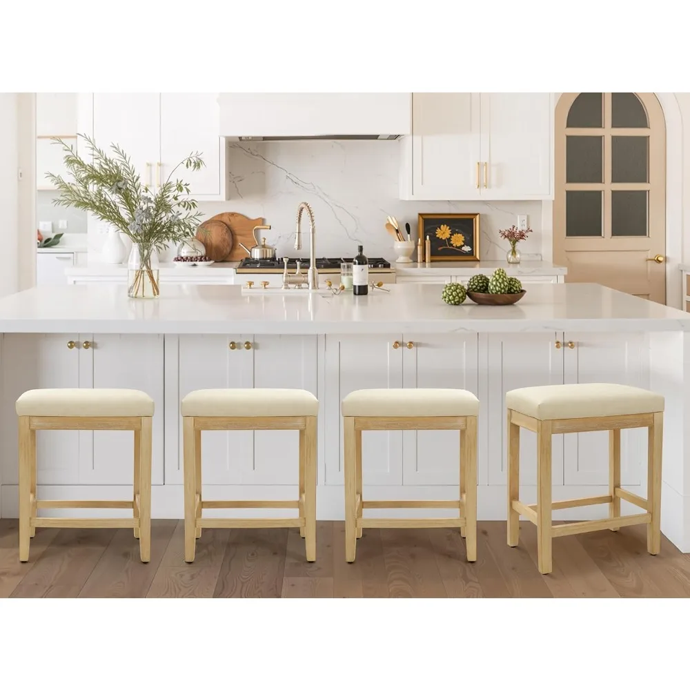 

Counter height bar stool set of 4, suitable for kitchen counters and modern backless bar stools