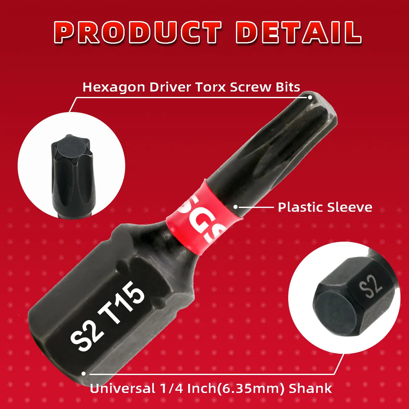 Sgs, Torx Impact Bits, Multiple Models T7-T40, Short 25mm, 75mm Socket Extension Rods, Magnetic Star Bits, S2 Steel Material, Suitable for Electric Drills and Electric Screwdrivers, Suitable for Home Diy, Automotive, and Mechanical Equipment Repair