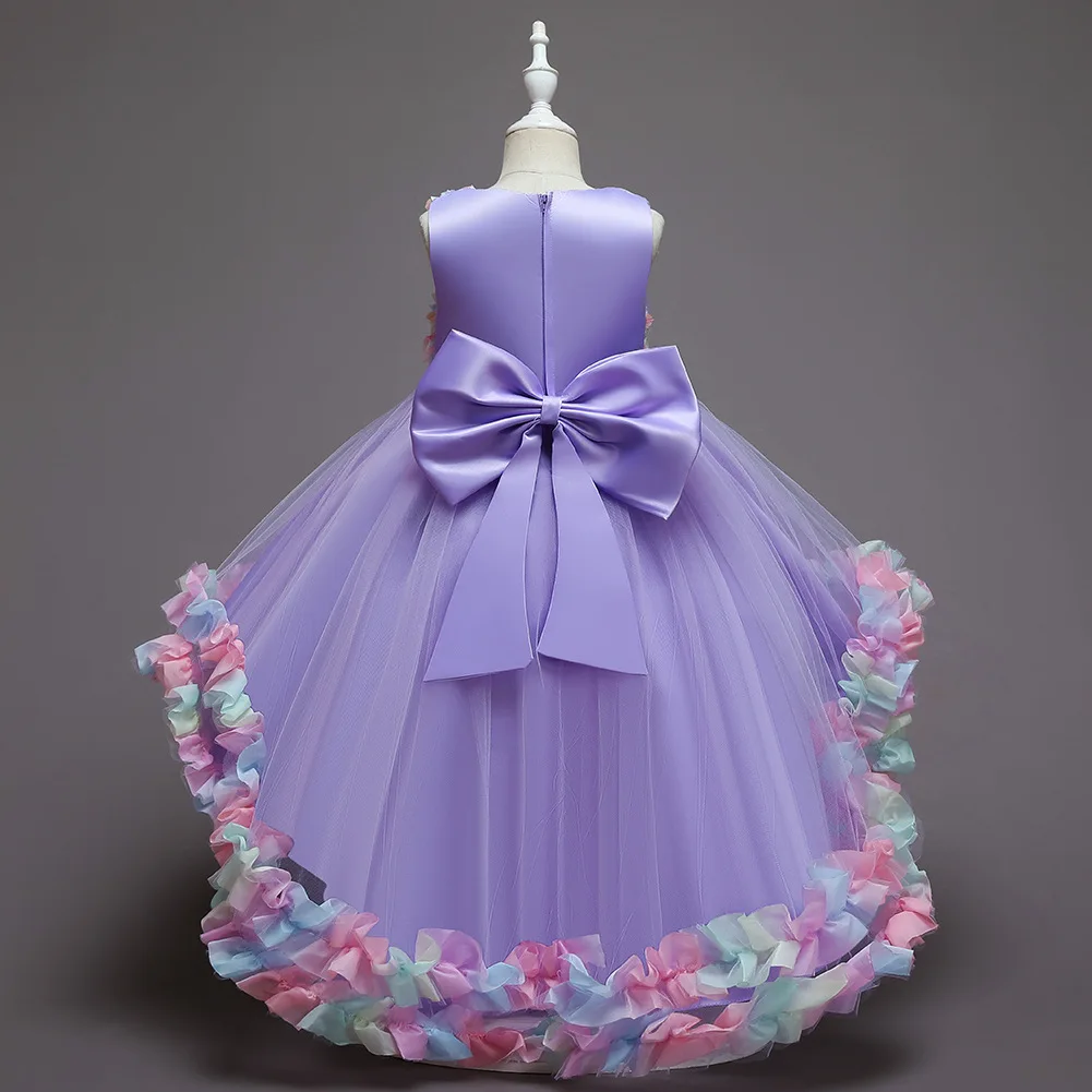 Flower Girls Christmas Luxury Wedding Princess Dresses Elegant Party Lilac 3 4 6 8 to 10 Years Old Baby Children Costume Clothes