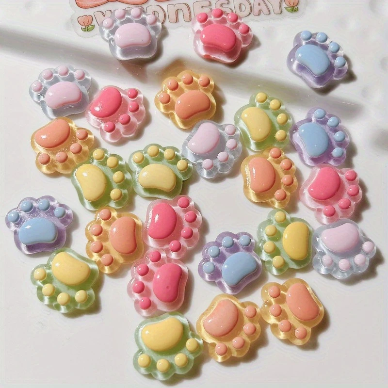 

2025 JIBBITZ 5pcs Mini Transparent Resin Paw Print Shoes Charms for Clogs Perfect for Shoe Decorations Party Gifts