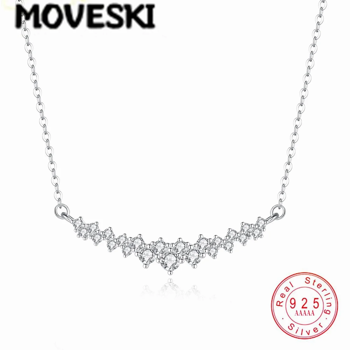 

Ожерелье MOVESKI из стерлингового серебра 925 пробы с V-образным муассанитом – Вечный подарок на годовщину для нее