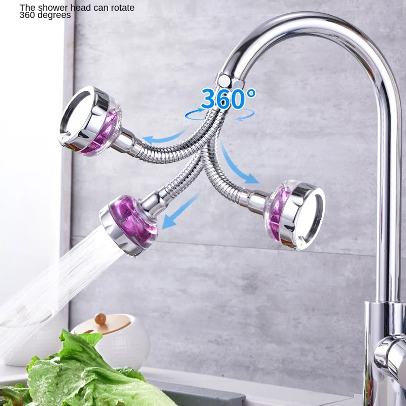 Kitchen Faucet Bubbler Turbocharged Shower Head 360° Rotation Splash-Proof Faucet Wash Basin Universal Extension Tube Fan Filter