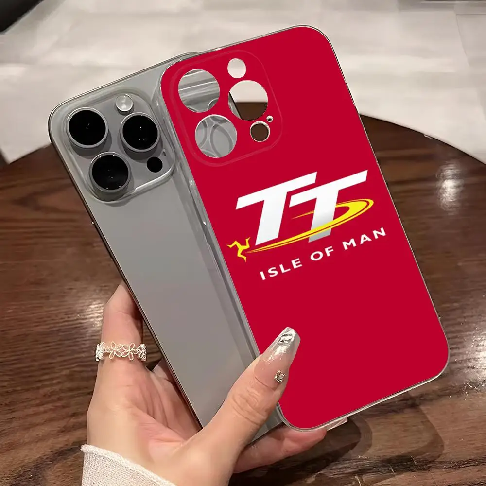 TT Isle of Man Racing Phone Case for iphone 14Pro 16 15 11 12 14 Pro Max Mini 8 Plus XR XS SE2020 Transparent Cover
