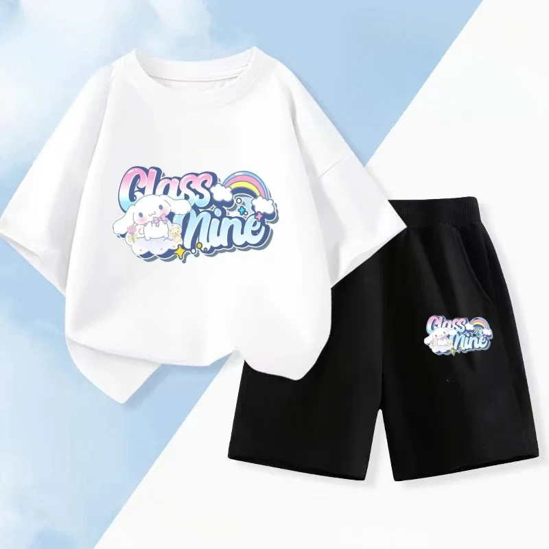 

Summer Baby Girl Clothes Set Children Sanrio Cinnamoroll Cartoon Print T-shirt and Short 2 Pcs Suit Kid Shorts Sleeve Tracksuit