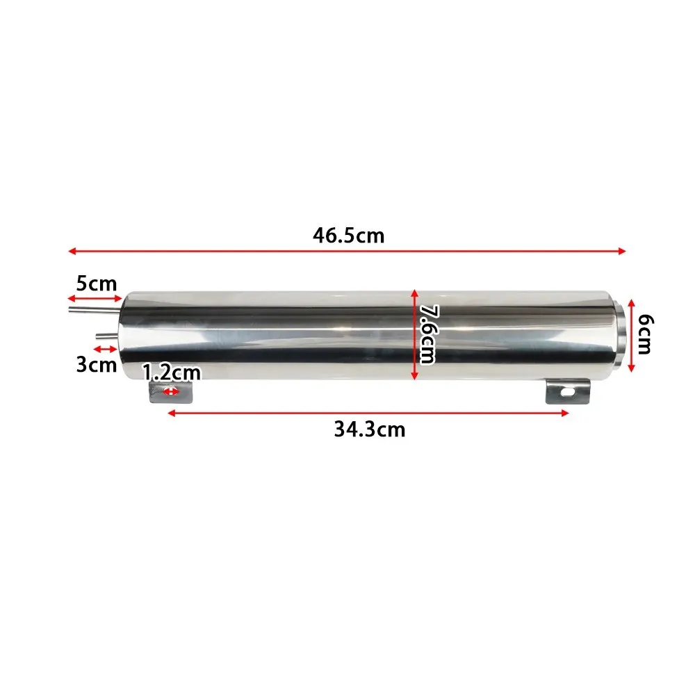 2''x13” / 3''x10” Radiator Koelvloeistof Overflow Puke Tank Universele Gepolijste Rvs Radiator Koelvloeistof Overflow Tank