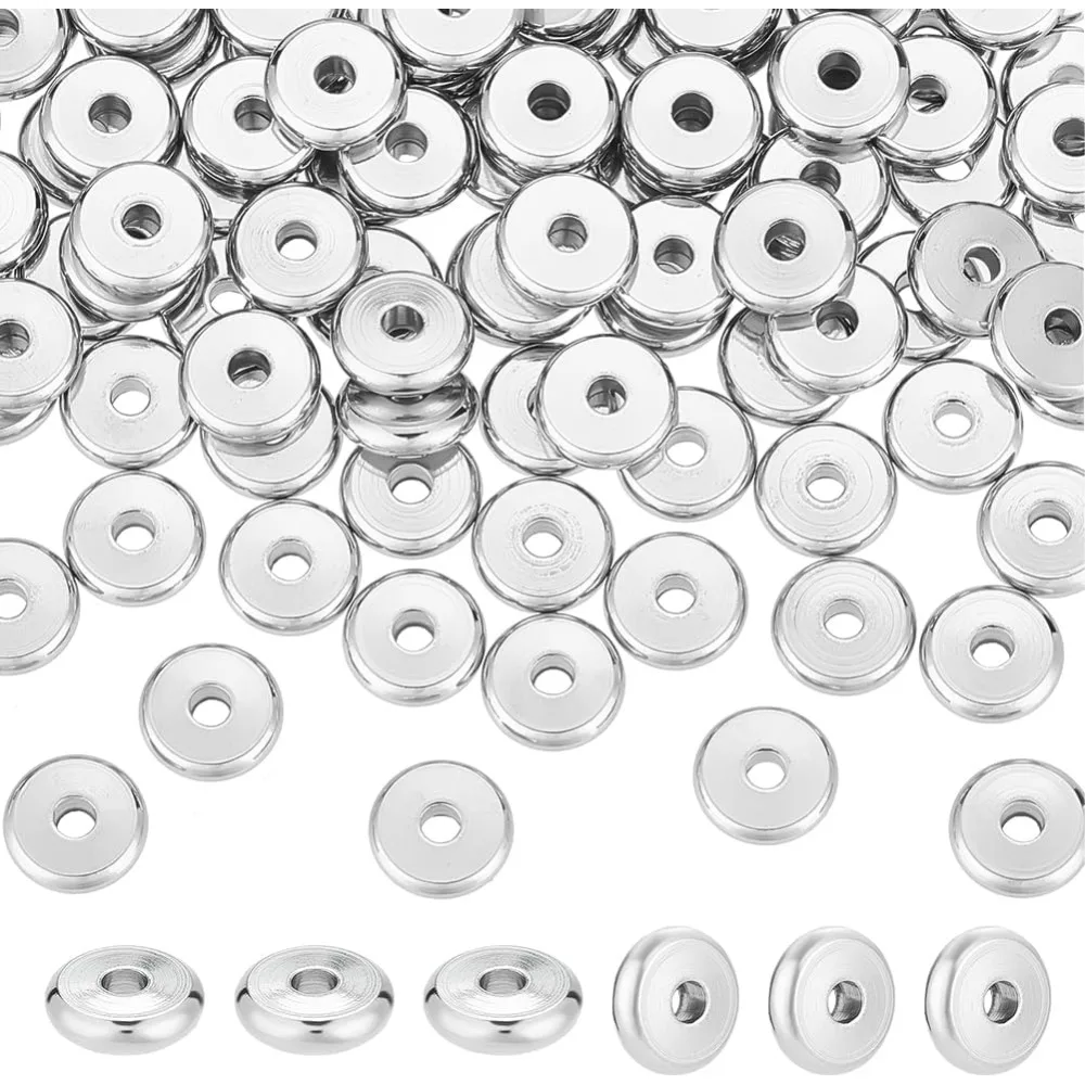 100pcs 8mm Stainless Steel Spacers Beads 2mm Hole Flat Round Beads Spacer Metal Loose Spacers Beads Charm Jewelry findings