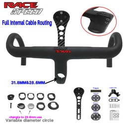 SPEED Carbon handlebar 380-440mm Internal Wiring Integrated Handlebar 31.8/28.6mm with Bike spacer mount road bike frame parts