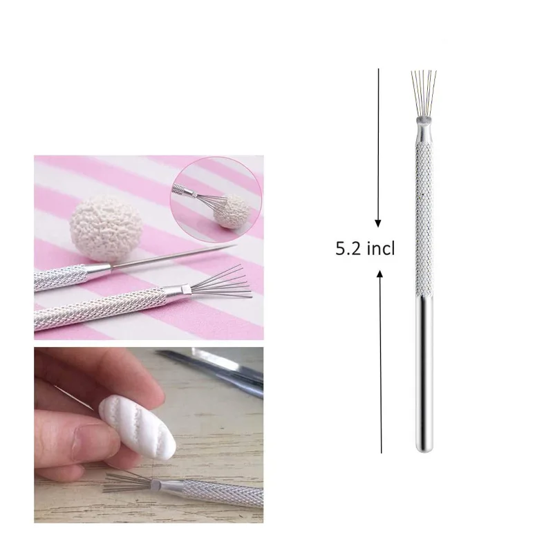 7 Pin Feather Wire Texture Ceramics Tools Polymer Clay Sculpting Modeling Tool DIY Pottery Brush Pottery Tools Cake Accessories