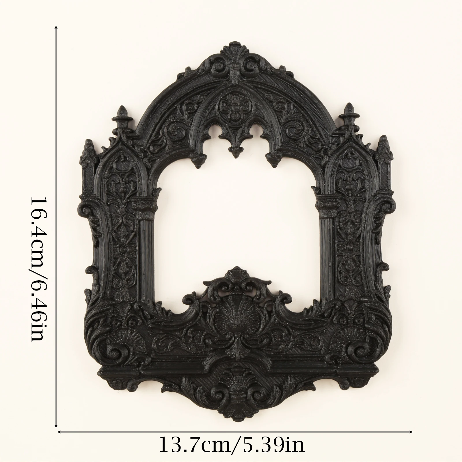 Cross-border Vintage Gothic Arch Carved Hollow Wall Frame, Matte Black Dark Tone Wall Decor for Retro Gothic Living Room Bedroom - view 6
