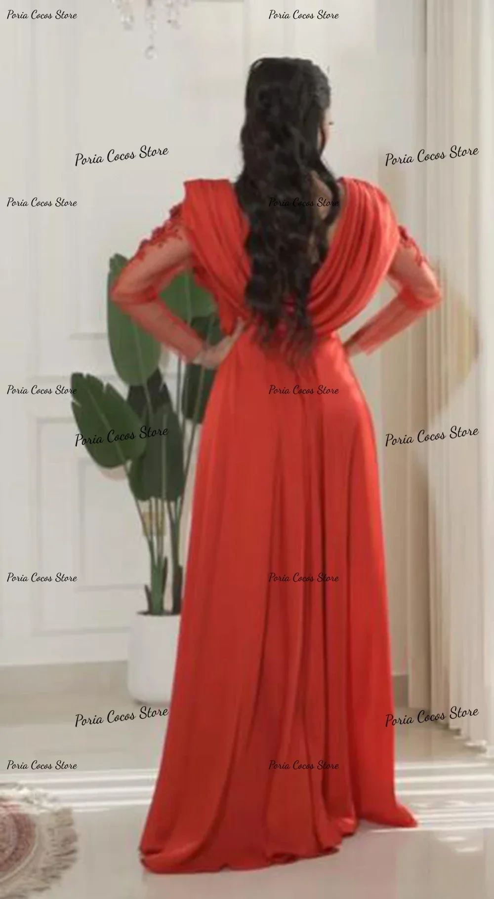 ثوب مسائي رقبة على شكل V وأكمام طويلة من الدانتيل على شكل حرف a فستان الحفلات فساتين شهرة فخمي فساتين للحفلات الراقصة