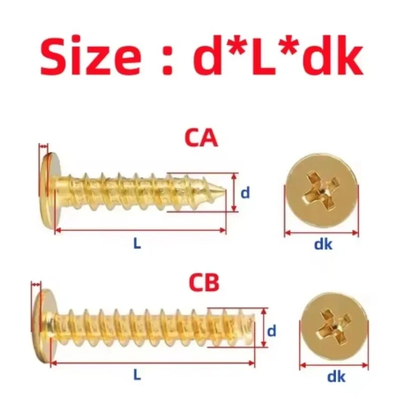 M1.7 M2 M2.3 M2.6 M3 M3.5 M4 Gilding Carbon Steel Ultrathin Cross Flat Wafer Head Self-Tapping Screw Super Low Head Mini Screws