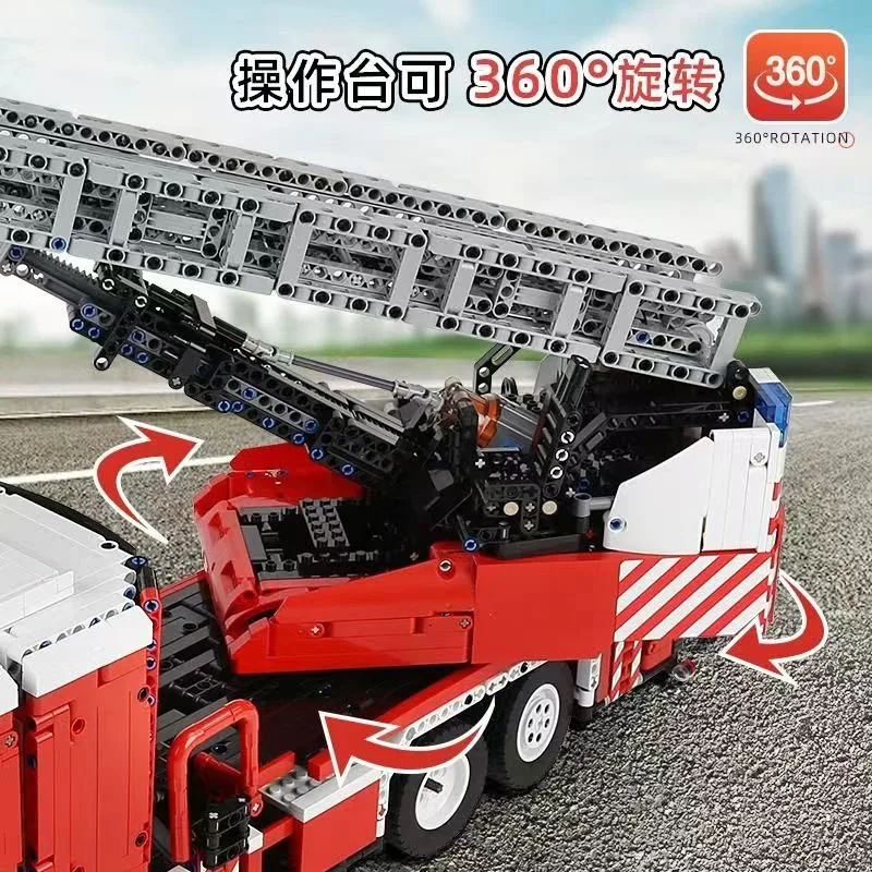 Mold King 17022 Technical Car Toy compatibile con MOC-60361 Fire Ladder Truck Kit Model Building Blocks regalo di natale per bambini