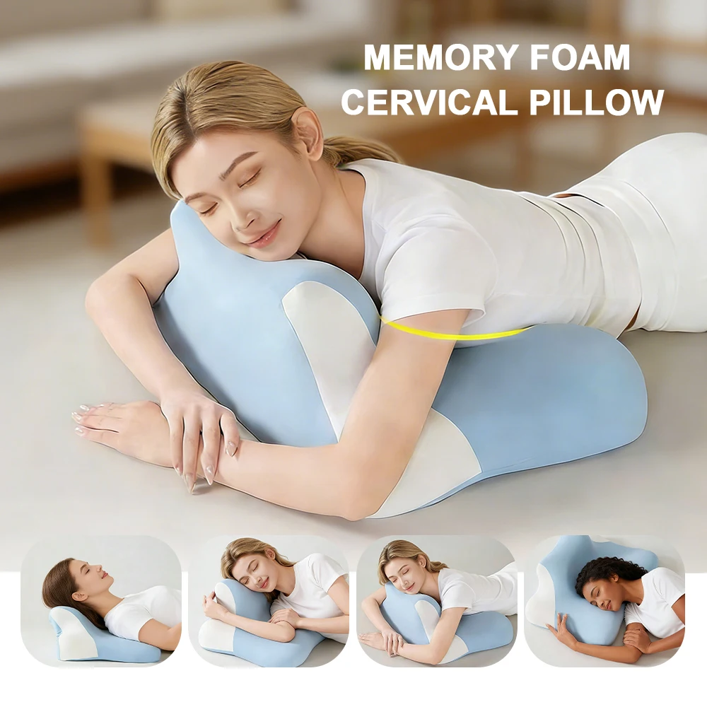 

Memory Foam Cervical Pillow Slow Rebound Memory Pillow Removable Pillowcase Ergonomic Cervical Neck Pillow for Spinal Alignment