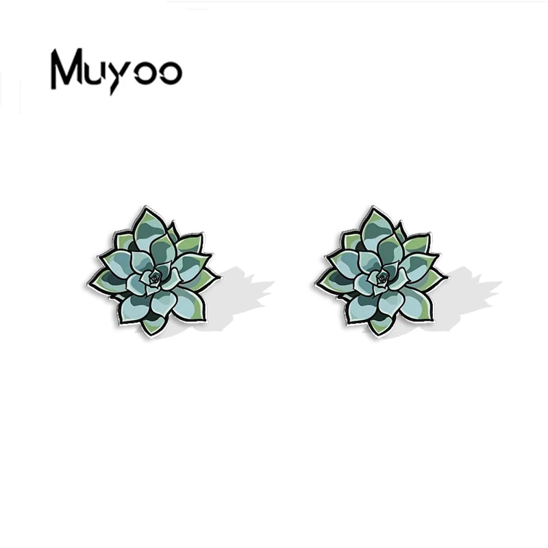 2023 New Fashion Succulent Flowers Plant Stainless Steel Stud Earrings Handcraft Epoxy Acrylic Earrings