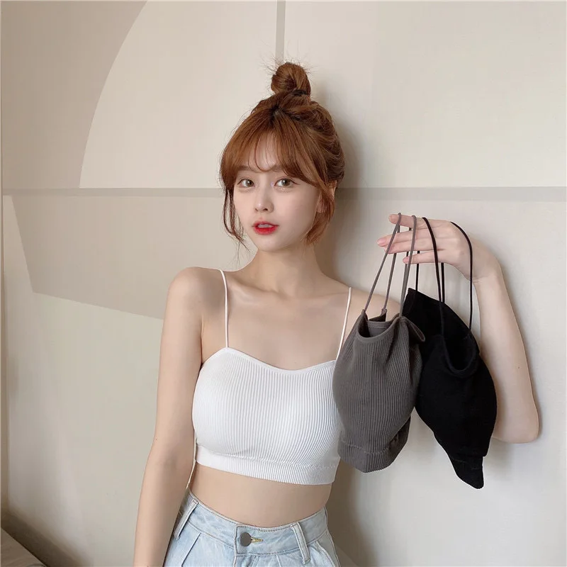 Women's Cotton Underwear Tube Tops Sexy Pure Color Bra Fashion Push Up Tank Top Girls Outdoor Comfort Tops Female Lingerie