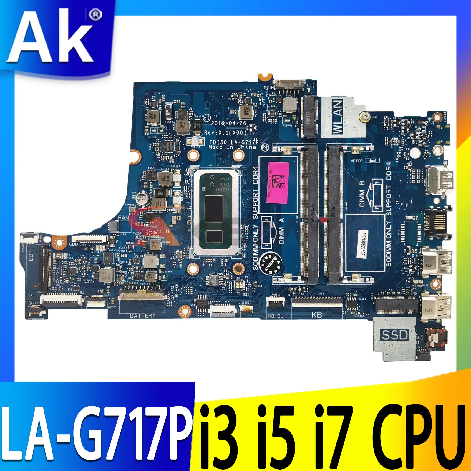 

For ASUS X507L X507 F507 R507L X507MA Motherboard X507LA Laptop Mainboard W N4000 N5000 I5 I7 Inspiron 3490 3590 Vostro LA-G717P