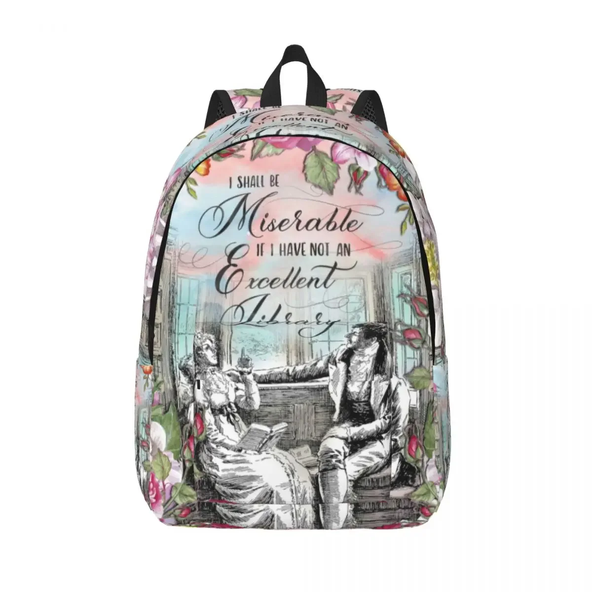 Jane Austen Pride And Prejudice Travel Canvas Backpack Women Men School Laptop Bookbag College Student Daypack Bags