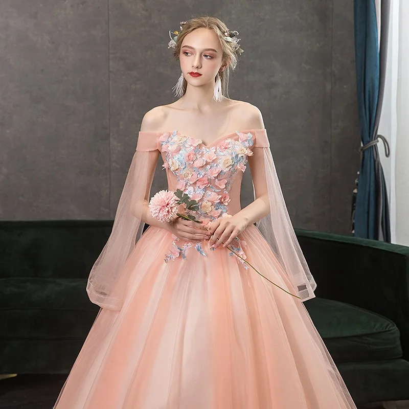 فساتين زفاف بيضاء فرنسية أنيقة للعروس مثيرة مكشوفة الكتف طويلة للحفلات الراقصة المسائية وحفلات الضيوف فستان رسمي للنساء