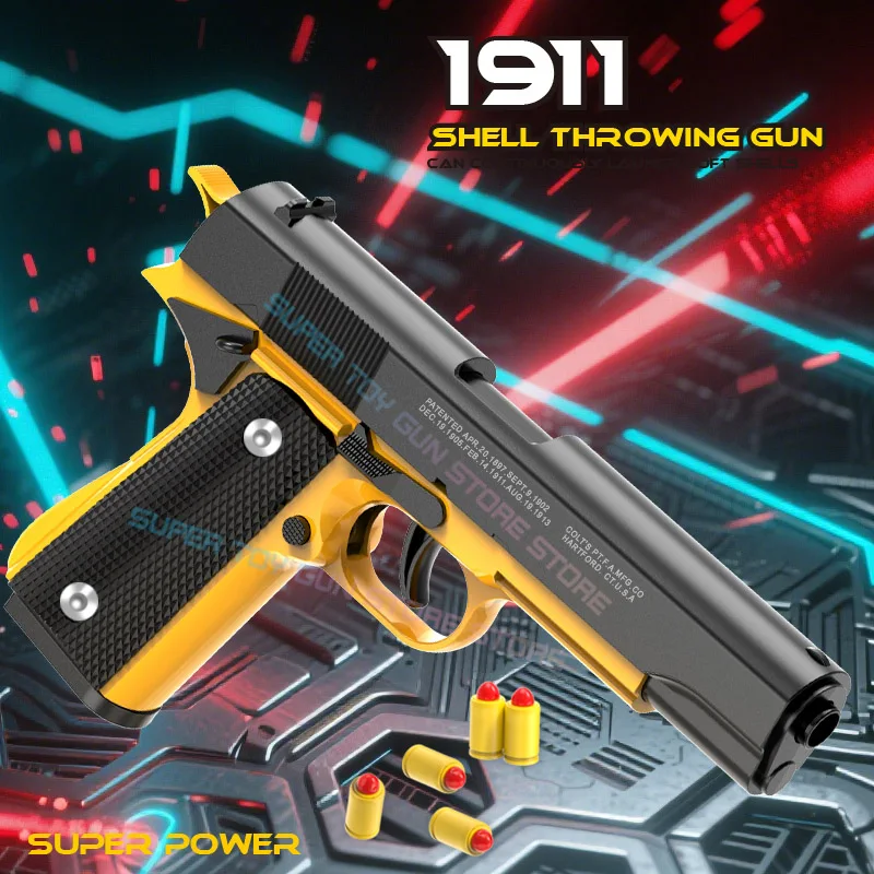 .Nuevo. Pistola de juguete automática Colt 1911, carcasa automática, bala suave, pistola de aire, juguete para niños de tiro CS