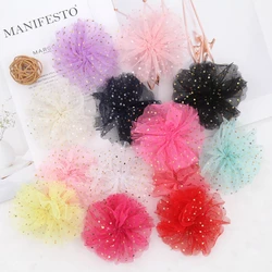 12PCS  3.5inch Net yarn lace Chiffon Flower Cluster No Hair clips Hair Accessories for Girls Hair Bows Baby Kid hair Accessories