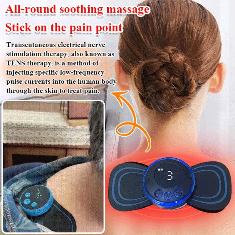 Mini almohadilla de masaje inteligente multimodo, masajeador eléctrico portátil para cuello y hombros, dispositivo de terapia de pulso para cervicales