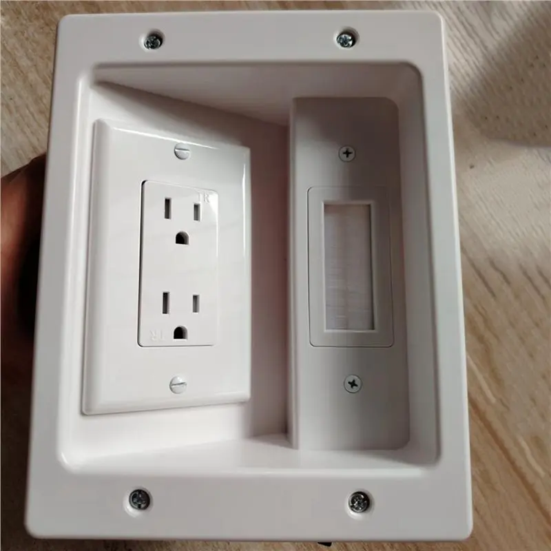 Y17A 6X Recessed Outlet Box In Wall Cable Management Kit 15A 125V Hide TV Power Cables & Low Voltage Wires Behind The Wall
