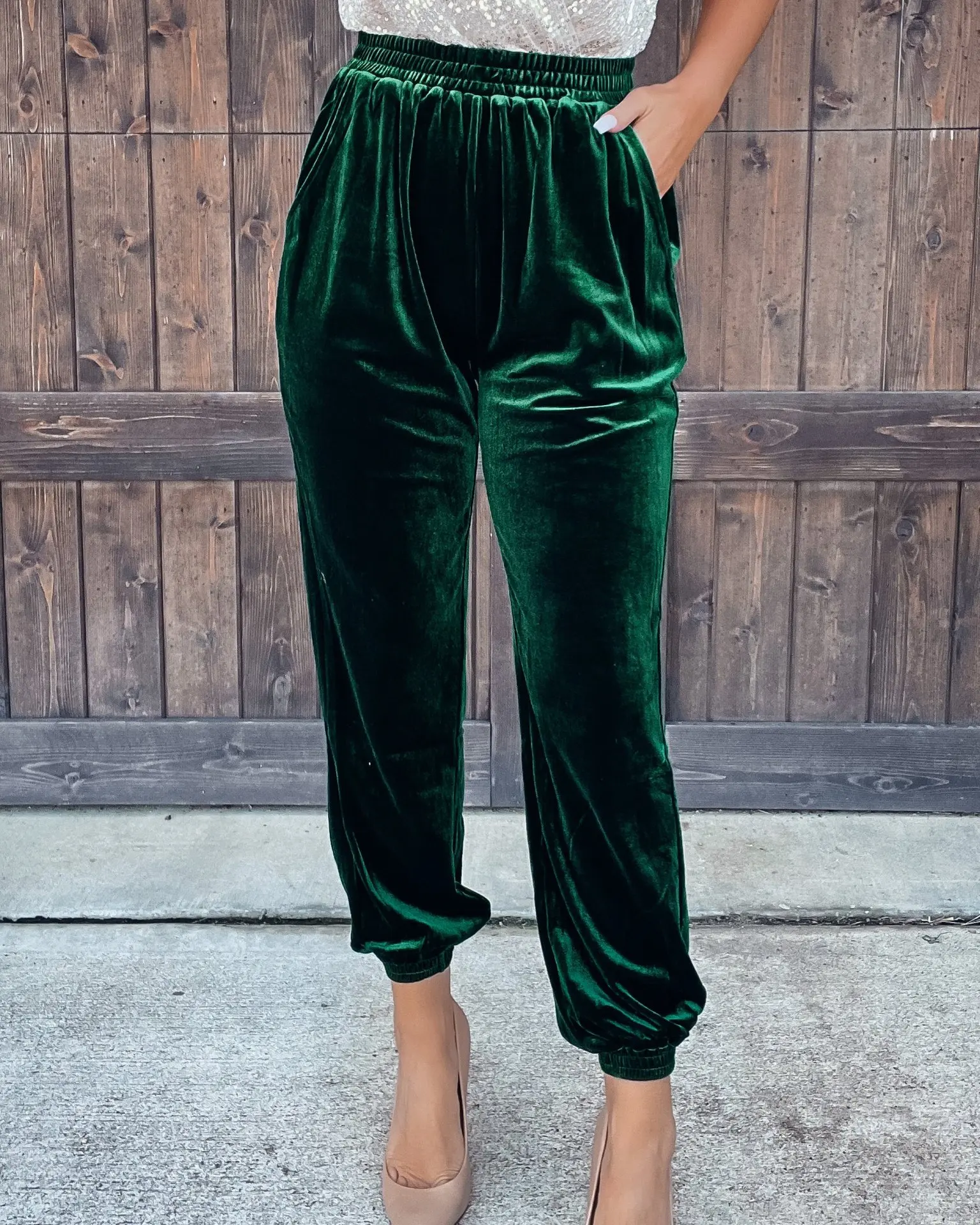 2025 New Women\'s Velvet Velour Joggers Soft Stretch Warm Sweatpants Pants With Pockets