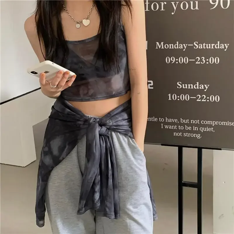 

Women Long Sleeve Tie Dye Loose T-shirt Ladies Spring Leisure High Street Stylish Harajuku All-Match Thin Minimalist Chic Tops