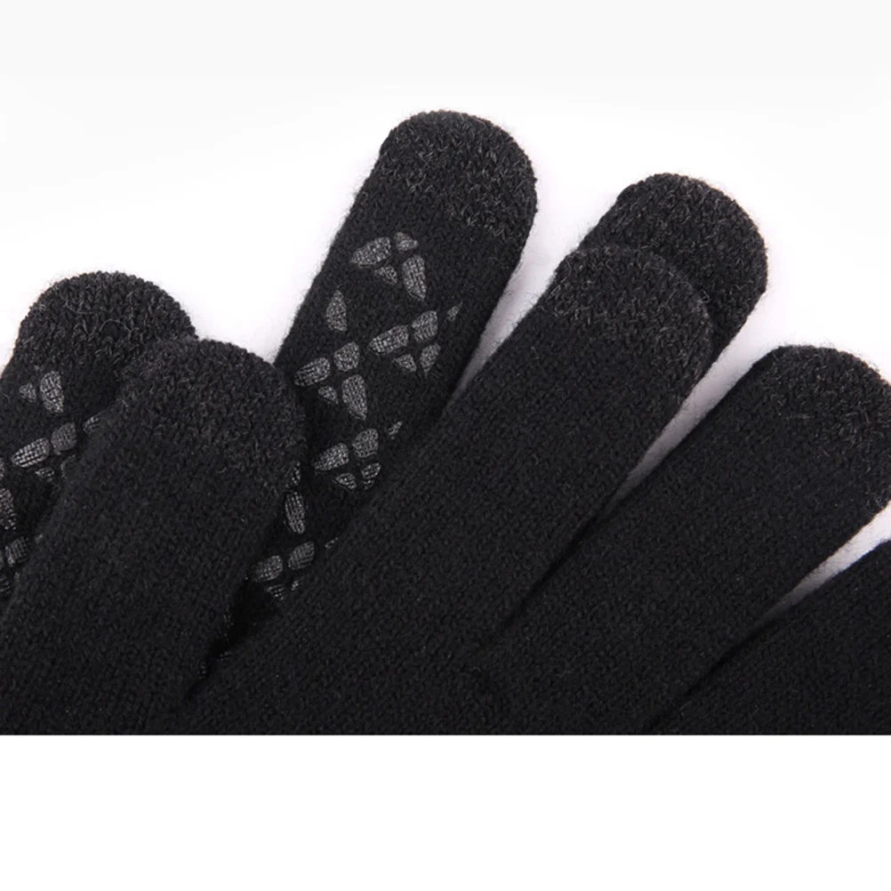 قفازات دافئة تعمل باللمس الرجال رشاقته محبوك المضادة للانزلاق الشتاء في الهواء الطلق G1971 قفازات سوداء لشاشة اللمس قفاز للسادة