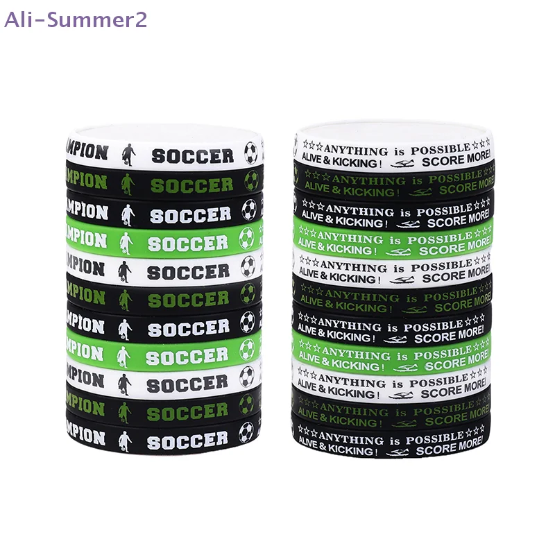 

{Summer2} 32Pcs Soccer Silicone Bracelets Soccer Motivational Rubber Wristbands For Sport Football Themed Birthday Supplies