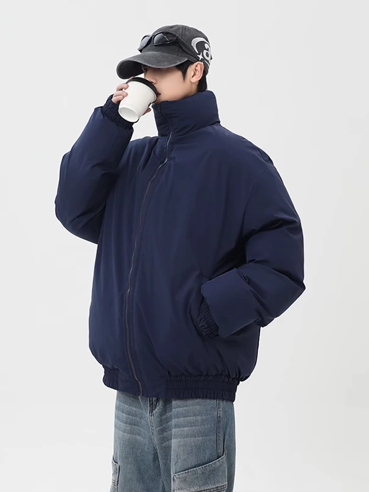 

Thiened Winter Bomber Jaet Men's Cotton Pilot Coat Warm Stand Collar Baseball Sle Outerwear Youth Faion Winter Coat