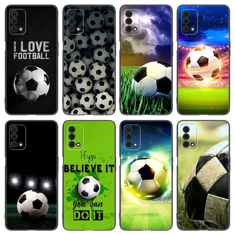 Fire Football Soccer Silicone Phone Case For OPPO Reno 10 11 Pro A55 A57 A58 A72 A74 4G A98 5G A15 A16 A17 A38 A54 A76 A94