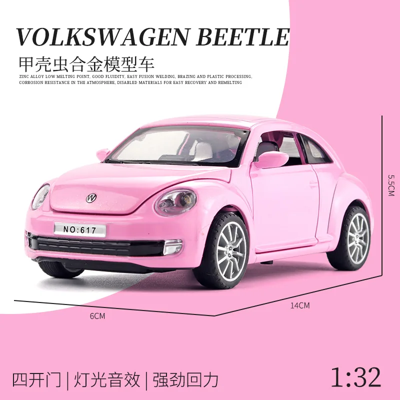 1:32 Volkswagen Beetle Car Metal Car Metal Alloy Car Model Diecast Toy Model Light and Sound Four-door Car Toy E25