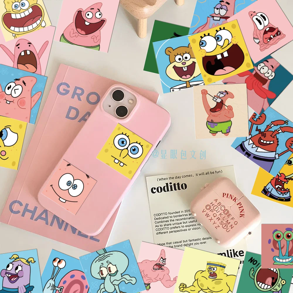 48 قطعة الكرتون لطيف سبونجبوب سكوير باتريك ستار قضية الهاتف المحمول الأمتعة كأس الغيتار DIY التعبير ملصق الديكور