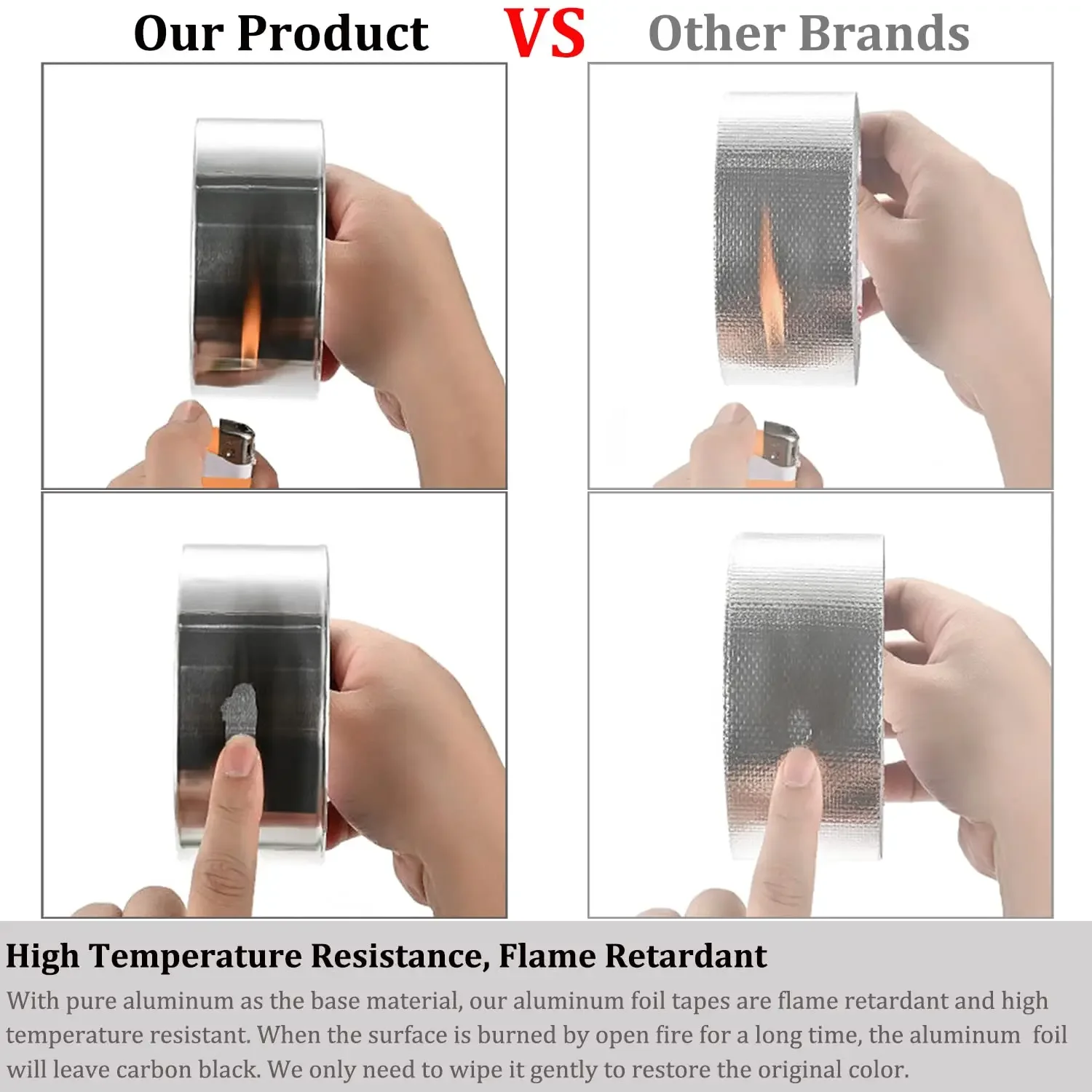 شريط لاصق من رقائق الألومنيوم عالي التحمل مقاوم للماء، درجة حرارة عالية، شريط عازل لفتحة التهوية للأنابيب والغلق والختم #2