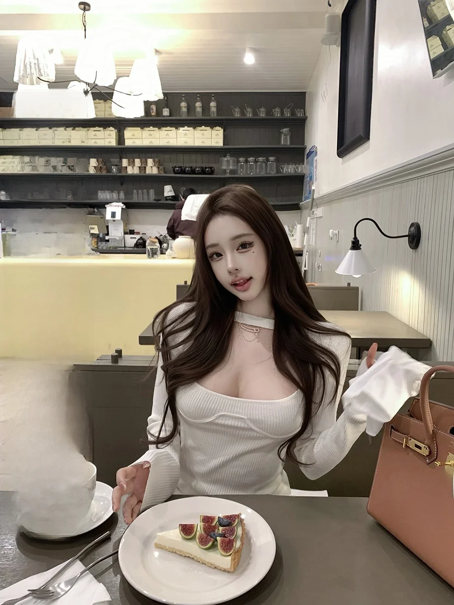 

Ele Soft Knitted White Pure Desire Top Boting Sweater Winter Commute Sle Slim Fit Comfortable Nylon Spandex Blend