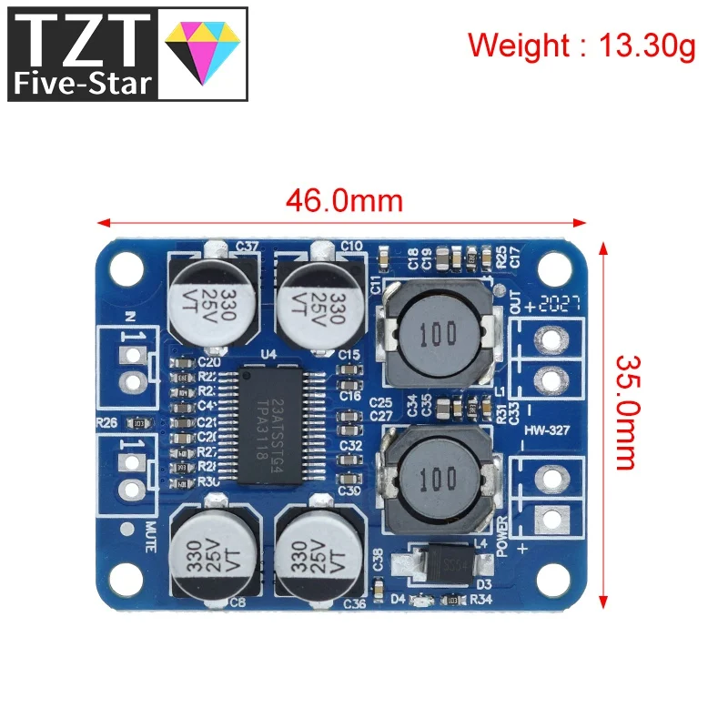 TZT DC 12V-24V TPA3118 60W Mono Digital Audio Power Amplifier Board Amp Module