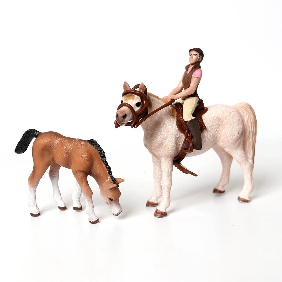 واقعية كوارت هانوفيري العربية الأندلسية الحصان متسابق و Foal مزرعة نموذج أرقام الحيوانات مجموعة التعليم لعبة طفل هدية