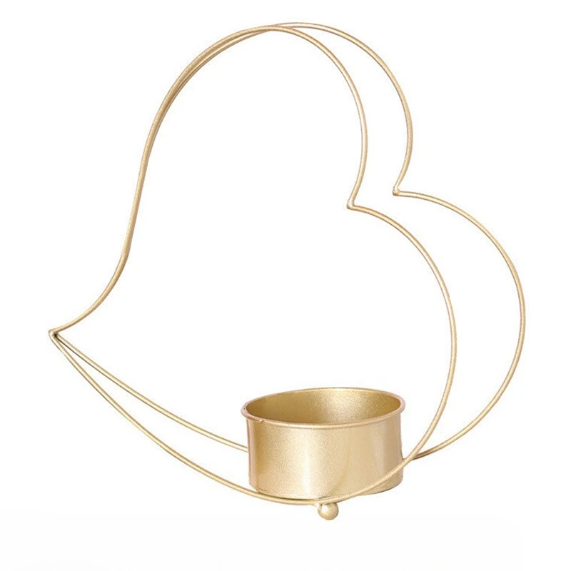

Nordic gold heart shape round box wrought iron flower stand, creative desktop succulent plant pot stand
