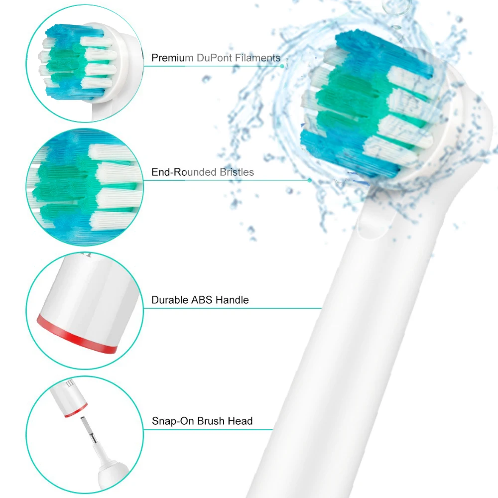 16 قطعة رؤوس فرشاة الاستبدال لفرشاة الأسنان الكهربائية أورال-بي قوة متقدمة/حيوية دقيقة نظيفة/برو هيلث/انتصار/ثلاثية الأبعاد إكسل
