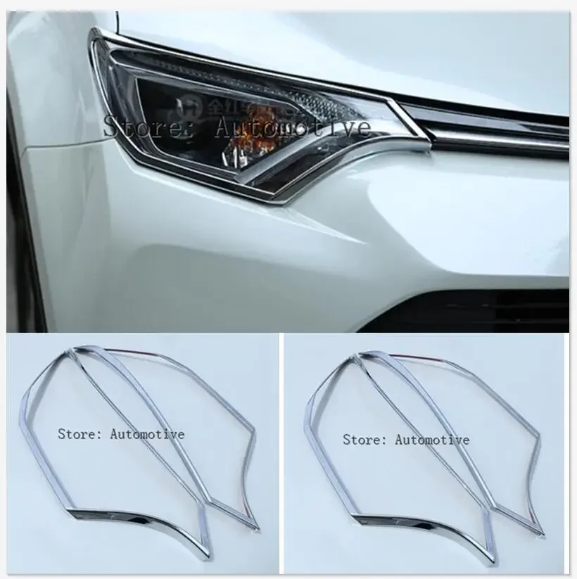 

Fit For Toyota RAV4 Chrome Front Head Light Lamp Cover 2016 2017 Trim Headlight Molding Garnish Surround Bezel Frame Decoration