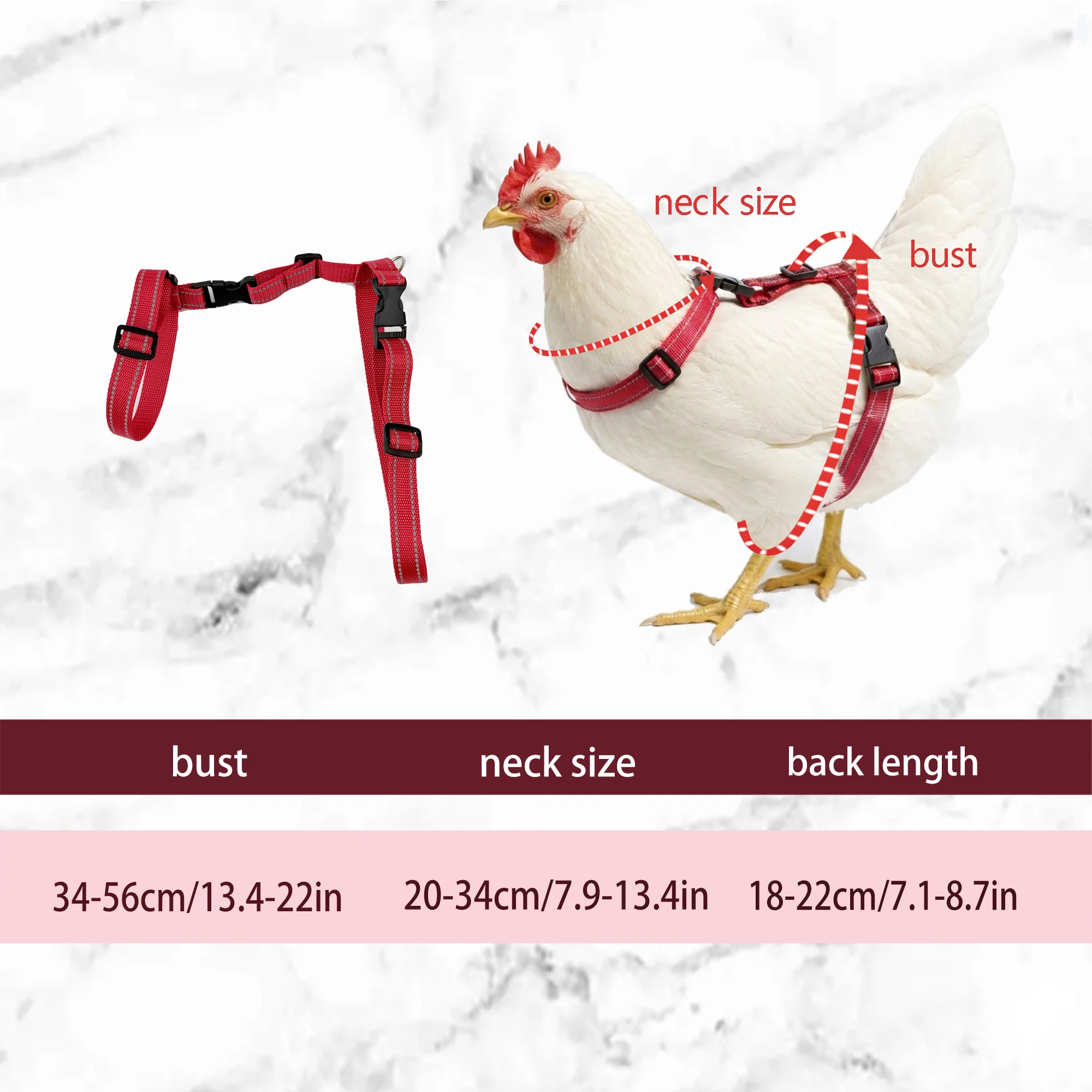 Chicken Vest Pet Outdoor Chicken Walking Harness Durable Wear Resistant Anti Lost Reflective Adjustable Anti‑Escape