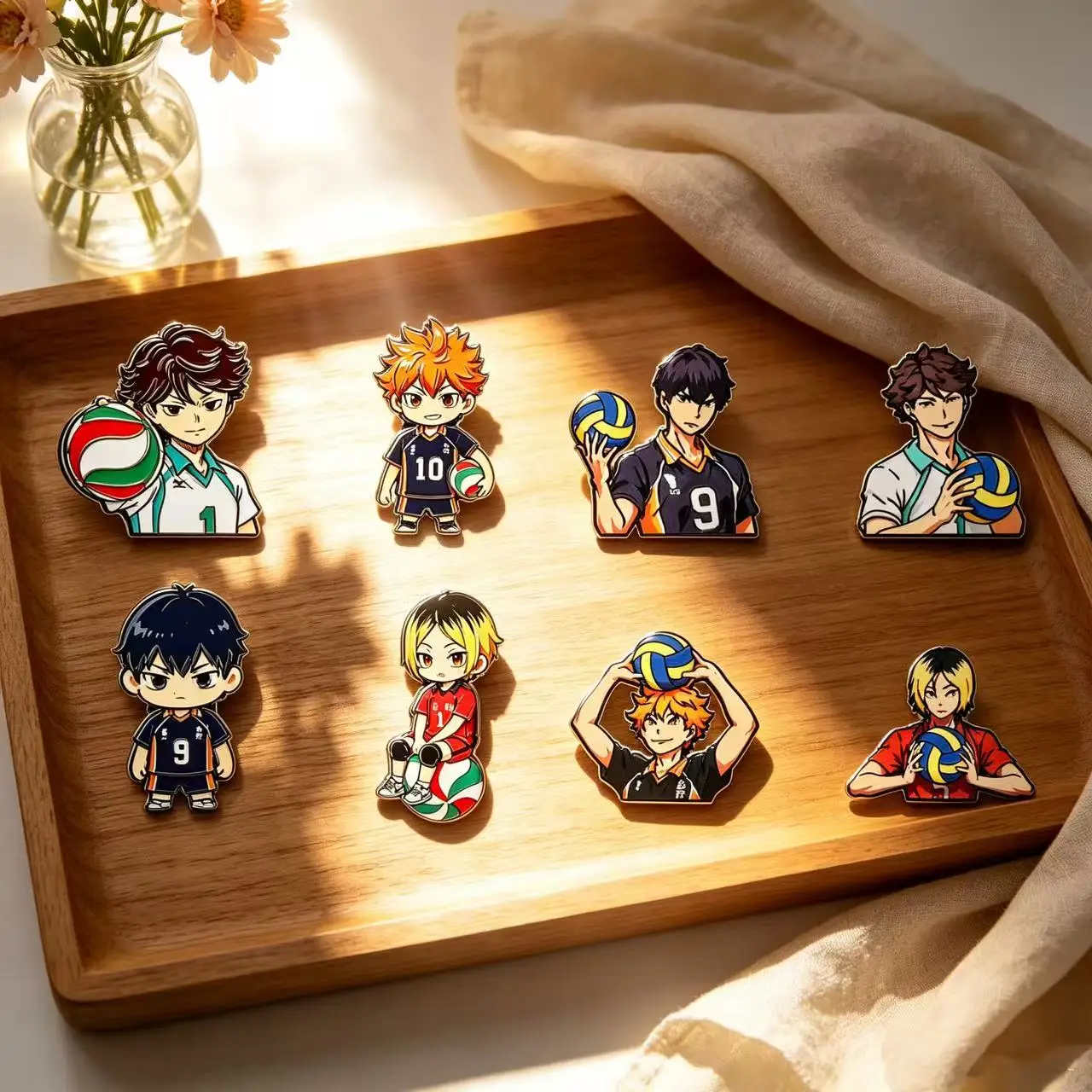 4/8pcs Cute Volleyball  Enamel Pin Cartoon Anime Brooch For Coat Women's Brooches Fashion Lapel Badges Jewelry Gift for Friends