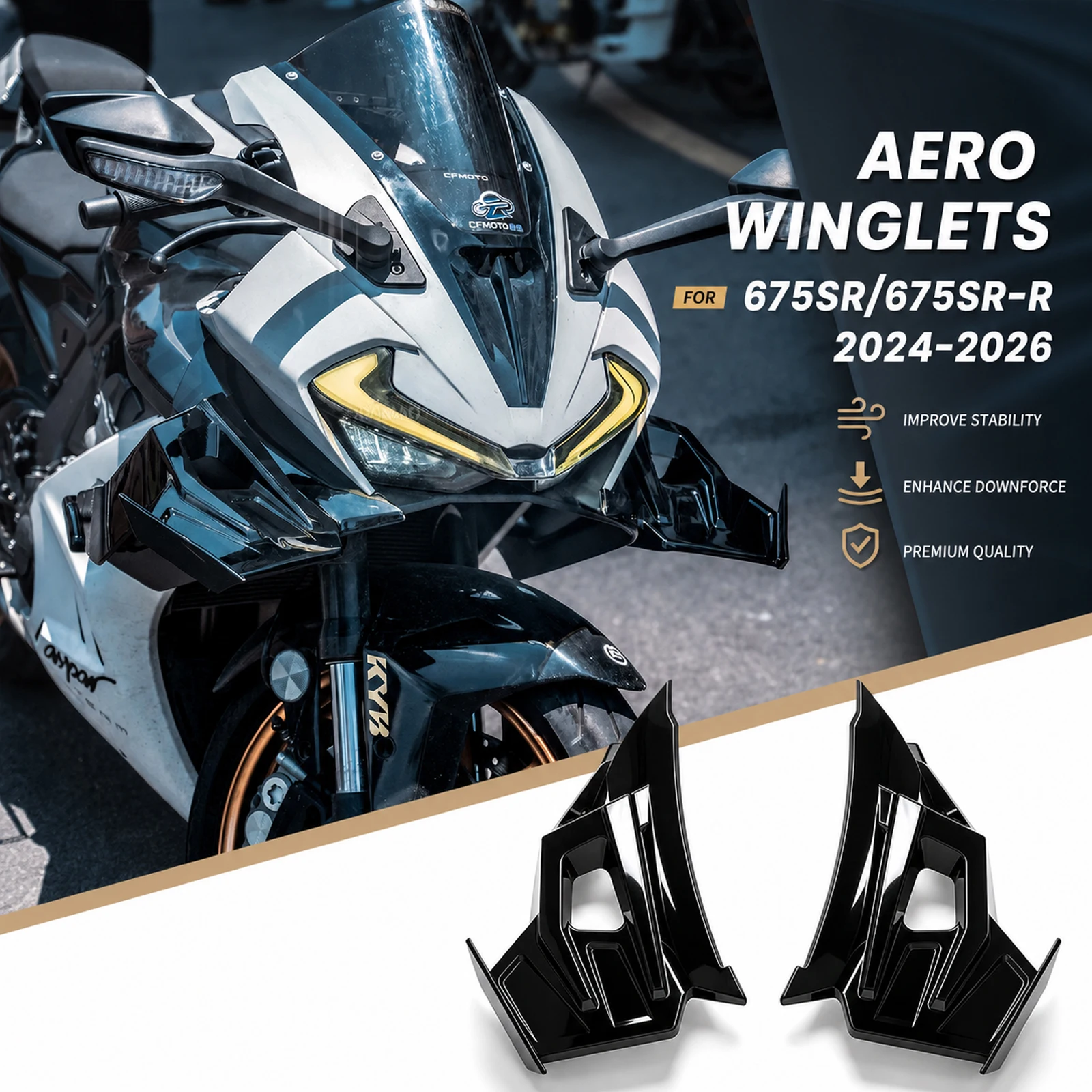 Motorcycle Sport Downforce Naked Side Spoilers Aerodynamic Racing Wind Wing Air Deflector For CFMOTO 675SR 675SS 675SR-R 2024-26