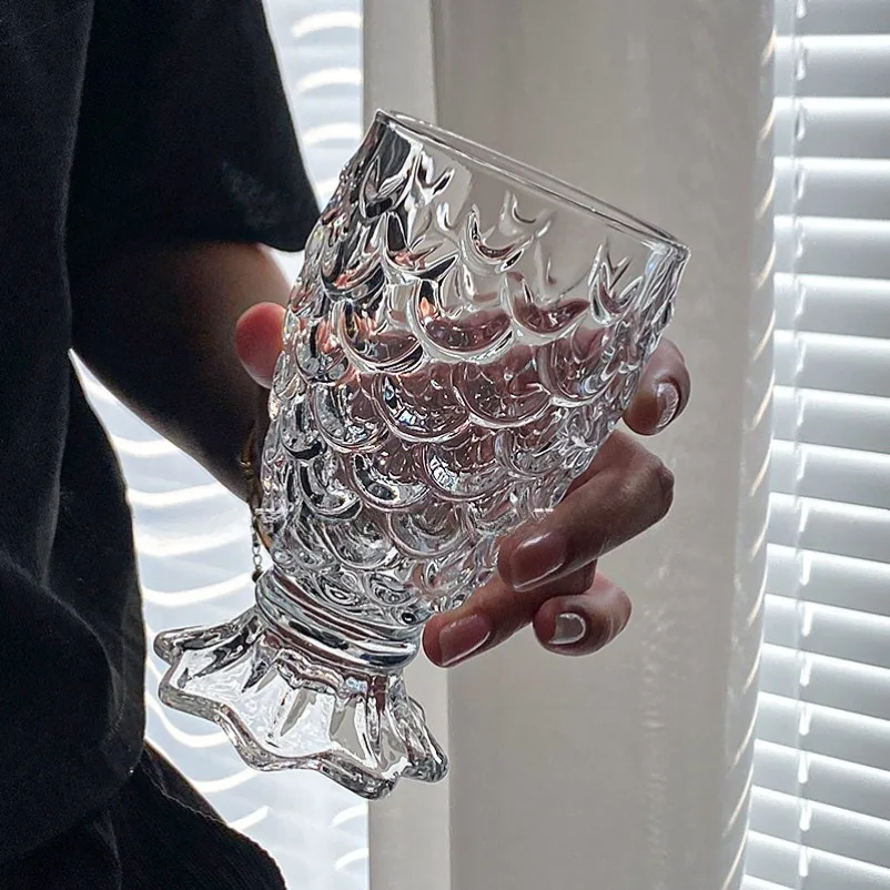 Internet celebrity mermaid glass fish scale glass creative personality juice milk cup