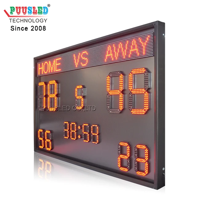 Outdoor Waterproof Red LED Digital Scoreboard for Home Away for Football Sports Games
